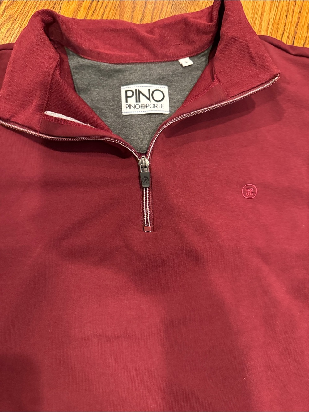 Pino Porte Men's Quarter-Zip Pullover in Deep Burgundy